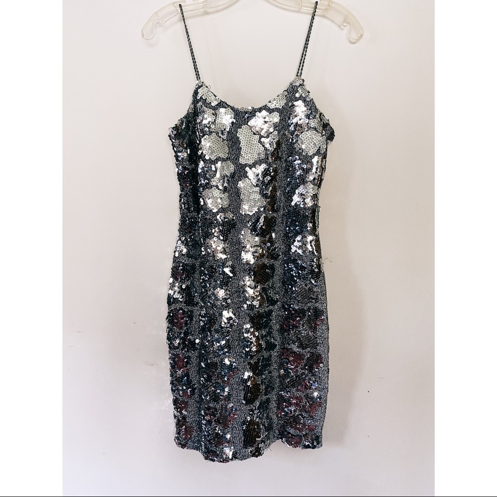 Vintage silver sequined dress